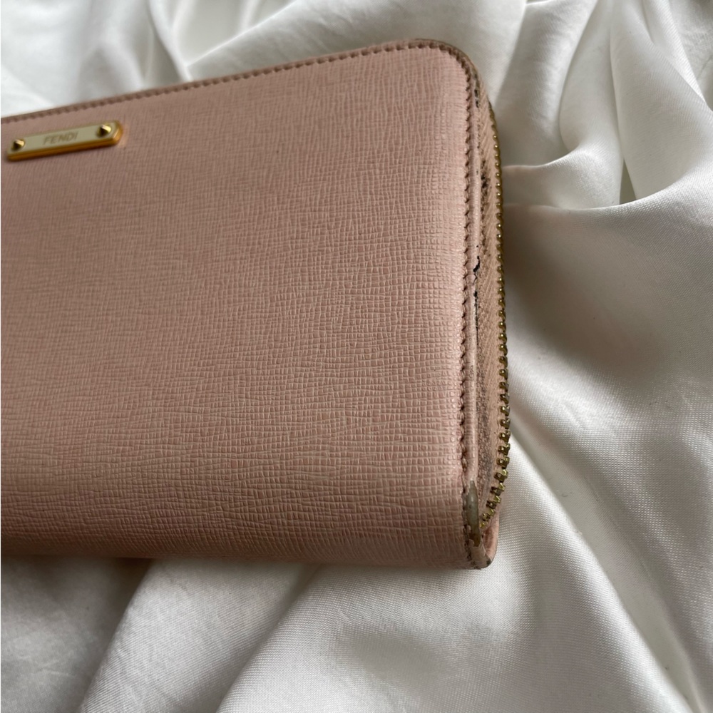 Fendi Logo Texture Grained Leather Zip Around Wal… - image 7